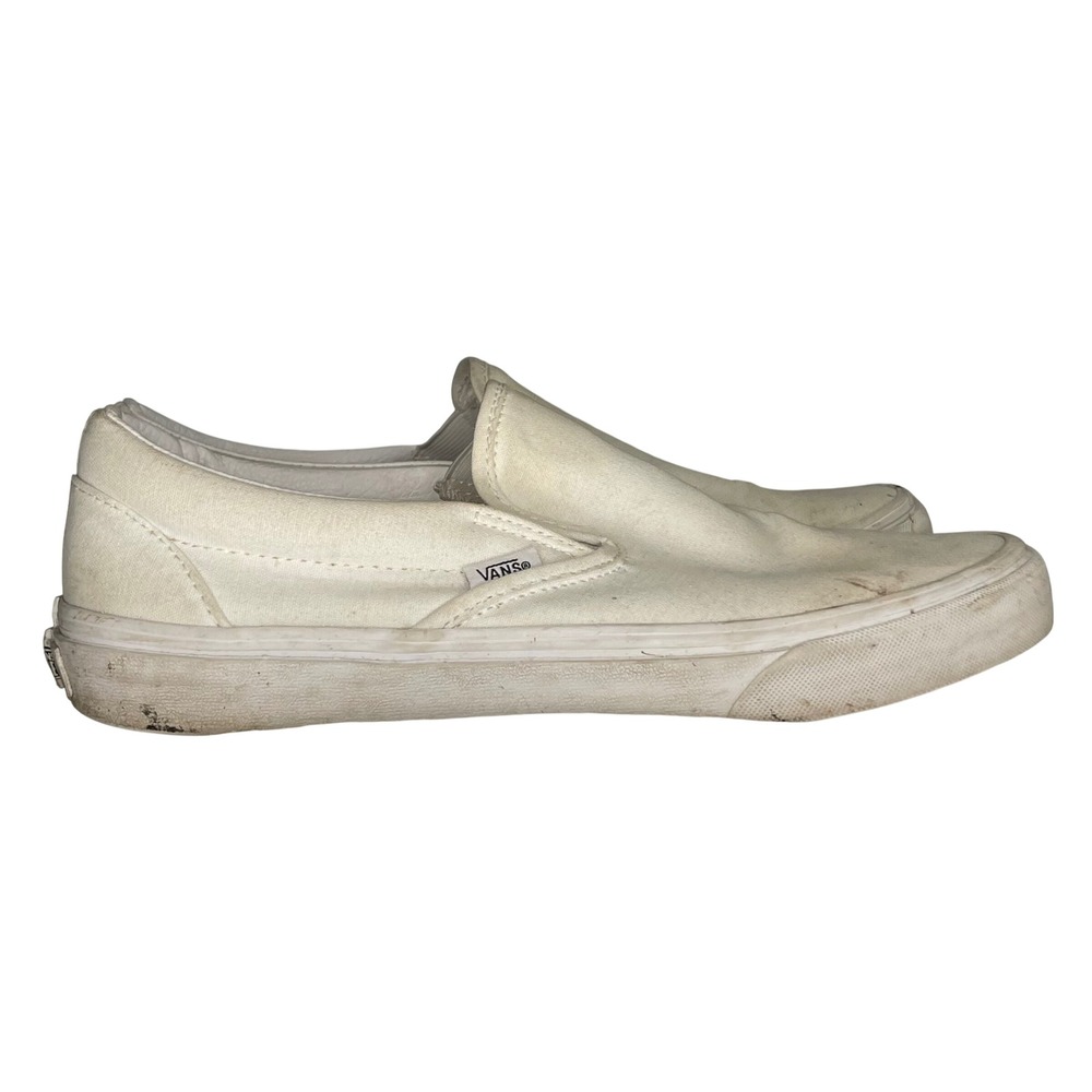 Vans Mens 10 Classic Slip-On True White Canvas Skate Shoes